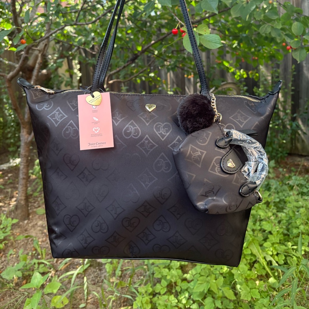 Juicy Couture Black Cutesy Tote Bag with Mini Bag Charm 🖤